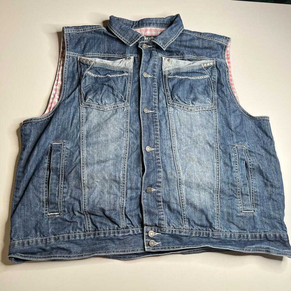 Pelle Pelle Denim Vest Men’s Blue Jeans Button Up Sleeveless‎ Jacket Hip Hop